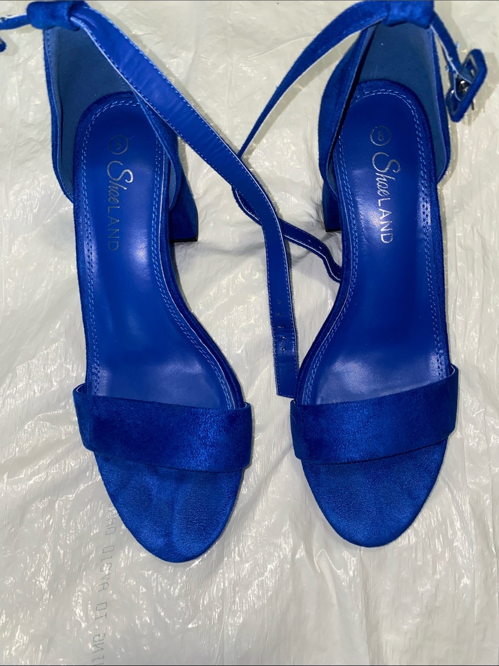 Women's Royal Blue Velvet Ankle-Strap Heels